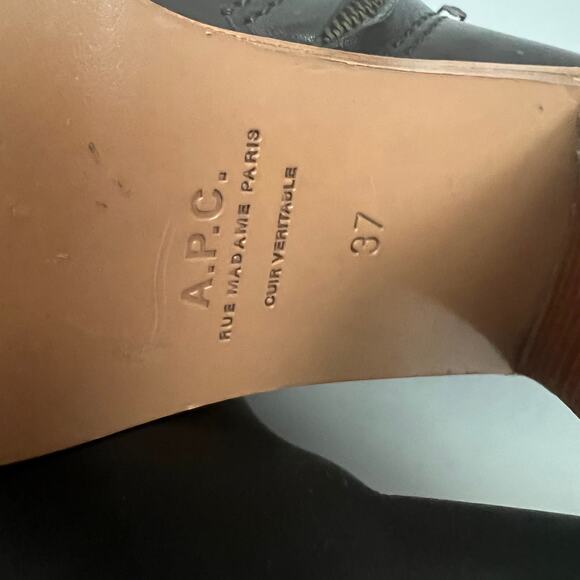 A.P.C. Black Buckle Heeled Ankle Boots Size 37 - Picture 10 of 13